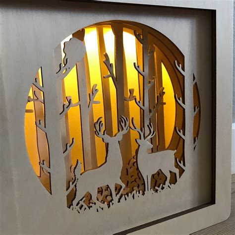 lighted wooden shadow box